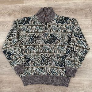 Vintage Missoni Uomo Mohair Wool Sweater Mens 48 Made in Italy Shawl Henley 90s